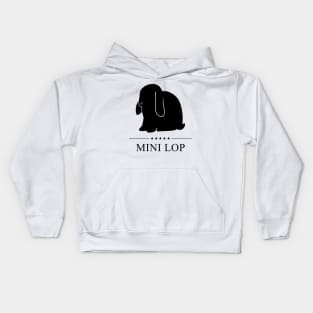 Mini Lop Rabbit Black Silhouette Kids Hoodie